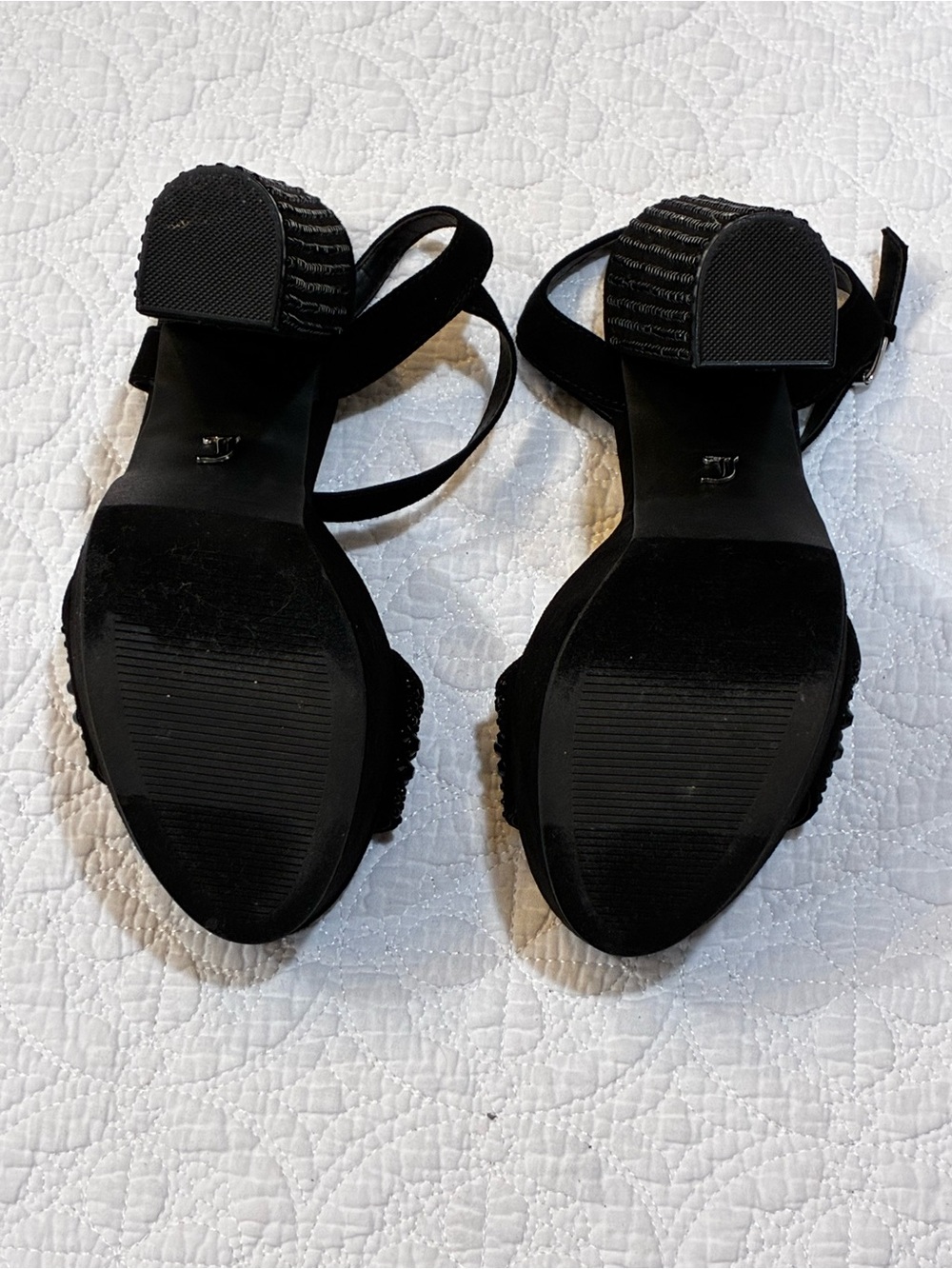 Juicy Couture Trice Black Rhinestone Platform Heels Ankle Strap Sandals Size 7 - Picture 7 of 7
